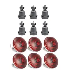GENERICO - Pack x6 Focos Infrarrojos de 175w con 6 Bases de Cerámica