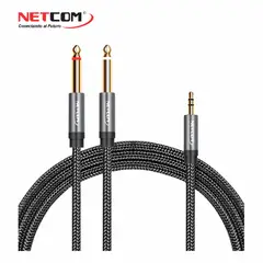 GENERICO - CABLE DE AUDIO 1 PLUG 3.5MM A 2 PLUG MONO 6.3MM DE 3 MTS - NETCOM