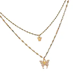 GENERICO - Collar doble capa dorado Mariposa