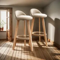 ANYHOGAR - Pack 2 Silla Piso Bar Altura Taburete Respaldo Moderna Made