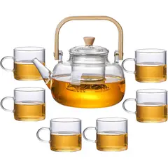 GENERICO - Tetera de vidrio 1000 ml gratis 6 tazas