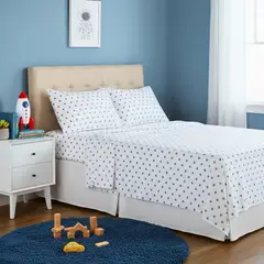 GENERICO - JUEGO DE SÁBANAS ALGODÓN PERU PIMA WHITE STAR COLOR PLUS SIZE