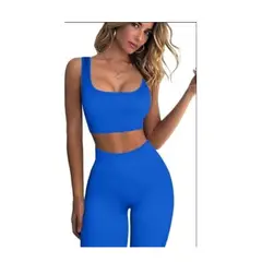 GENERICO - CONJUNTO DEPORTIVO TOP Y LEGGINS- AZUL