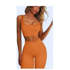 GENERICO - CONJUNTO DEPORTIVO TOP Y LEGGINS- NARANJA