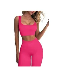 GENERICO - CONJUNTO DEPORTIVO TOP Y LEGGINS- FUCSIA