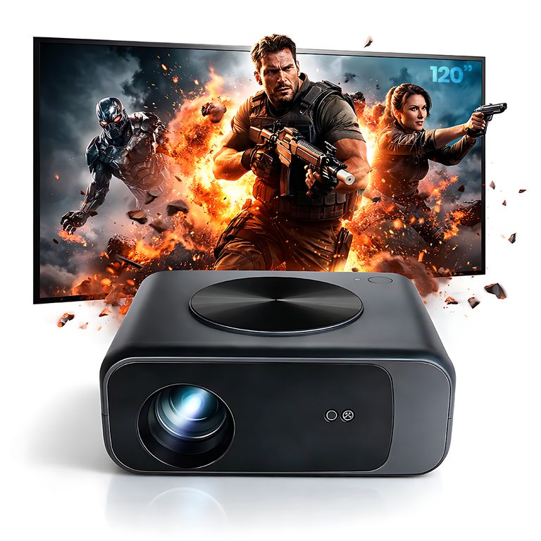 Proyector Smart SD550 con Enfoque Automático + Ecran De 120 Pulgadas Blanco