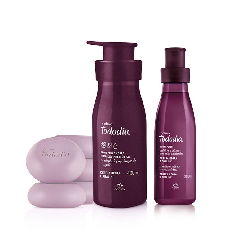 KIT Tododia cereza negra y almendras dulces Crema Spray y Jabones