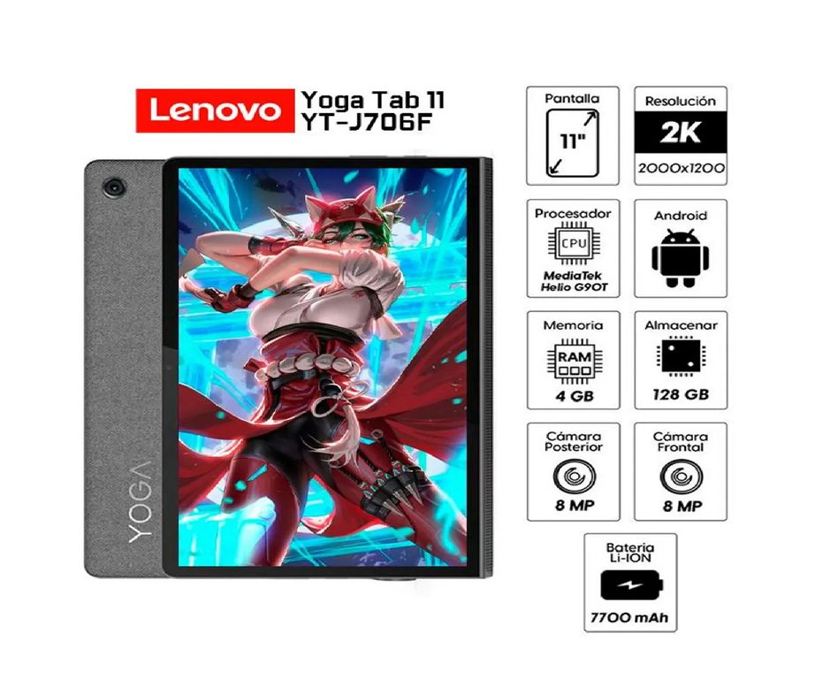 Tablet Yoga Tab 11 YT-J706F 11" 2K 4GB 128GB Android 12 - Negro
