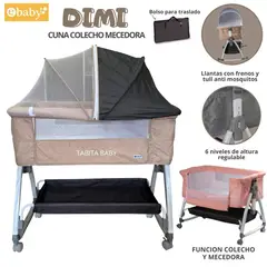 EBABY - Cuna Colecho con Mecedora y Mosquitero DIMI Beige