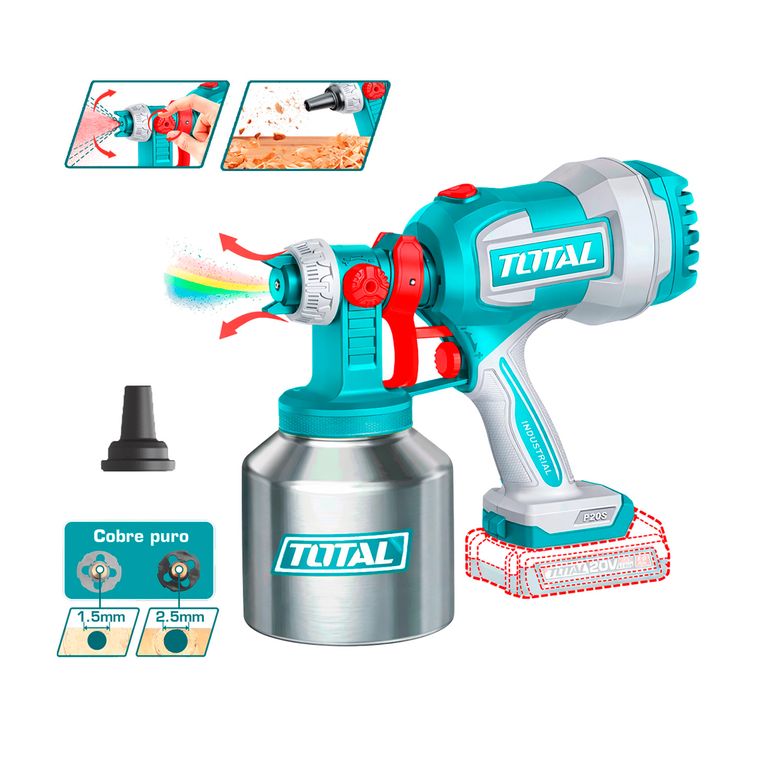Pistola De Pintura Inalámbrica 20v Capacidad 800ml Total Turquesa