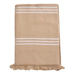 MAGE DISTRIBUTION - Toalla de Playa Turca Beige con Líneas Blancas Extra Grande