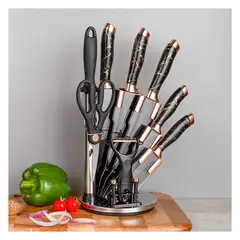 GENERICO - Set Premiun De Cuchillos Elegantes Para Cocina Negro 9Pcs