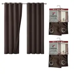 GENERICO - Pack x2 cortinas de 140x240cm con 8 ojales - Marrón