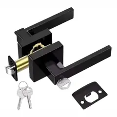 GENERICO - Chapa cuadrada negro mate de acero inoxidable pesada con llaves