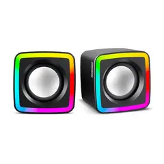 MICRONICS - Parlante USB LED RGB para PC Negro Frantic MIC S302