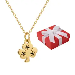 GENERICO - Collar Mujer Trébol 3 Hojas Buena Suerte Regalo Joya Acero Dorado