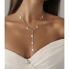 GENERICO - CARLA JOYERÍA - Cadena para escote Falling Hearts en plata 925