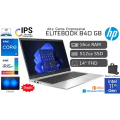 HP - EliteBook 840 G8 I7 11va 16gb RAM 512gb SSD HD IPS Reacondicionada 1 Año Garantía + COOLER