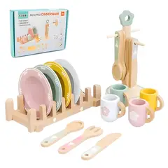 GENERICO - Juego de Vajilla y Tazas de Madera