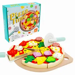 GENERICO - Juego de Pizza de Madera Juguete Educativo de Cocina