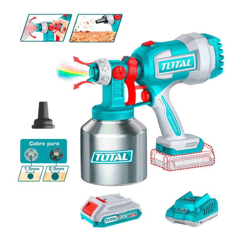 Pistola De Pintar 800ml Inlámbrica 20v Con Bat Cargtotal Turquesa