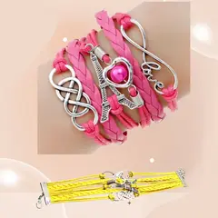 GENERICO - Pulsera multicapa pulseras de cordón trenzado