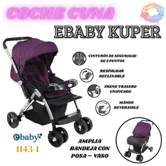 EBABY - COCHE CUNA DE PASEO KUPER CON MANGO REVERSIBLE - MORADO