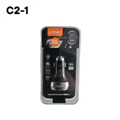 LDNIO - Cargador para auto C2-1 de doble entrada USB y USB-C de 60W