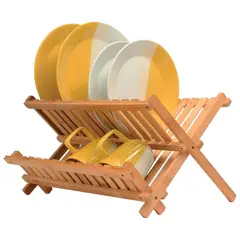 ELMEJORPRECIO - Escurridor Organizador para Platos 2 Niveles con Bambú Tessa
