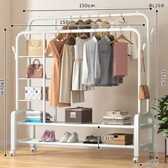 GENERICO - Estante Colgador Organizador Ropa Perchero 88kg Con Ruedas Blanco