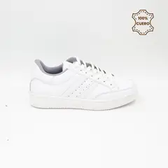 FAR WEST - Zapatillas Escolares - Colegio Pasadores Niño y Niña Urban Cuero Blanco