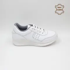 FAR WEST - Zapatillas Escolares - Colegio Pasadores Niño y Niña Sport Cuero Blanco