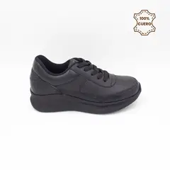 FAR WEST - Zapatillas Escolares - Colegio Pasadores Niño y Niña Sport Cuero Negro