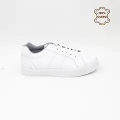 FAR WEST - Zapatillas Escolares - Colegio Pasadores Niño y Niña Classic Cuero Blanco