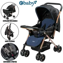 EBABY - Coche Cuna de Lujo «BON» Reclinable Azul