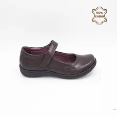 FAR WEST - Zapatos Escolares - Colegio Niña Annie Cuero Marrón