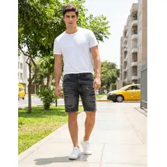 GENERICO - SHORT JEAN RASGADO PARA HOMBRE