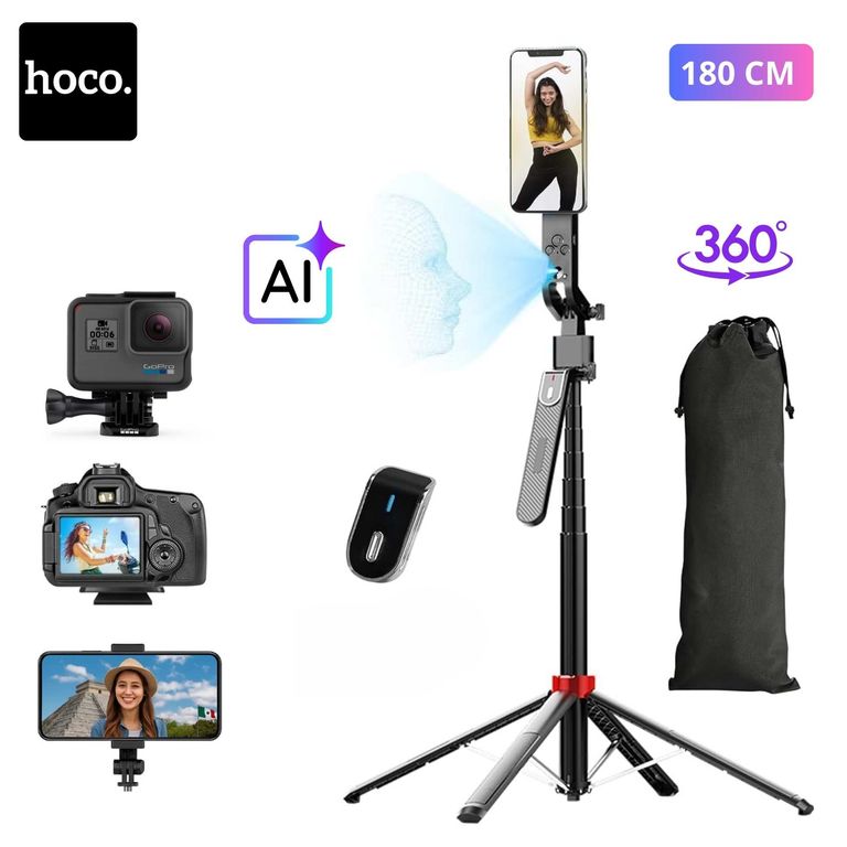 Tripode Selfie Stick 180CM con Seguimiento Facial Inteligente 360°