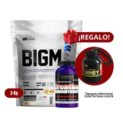 UNIVERSE NUTRITION - Proteína BIGM 3Kg Cookies+Ultimate Nutrition 300g+Portaproteína