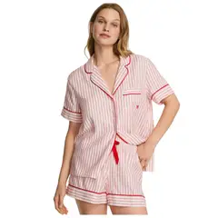 VICTORIA'S SECRET - PIJAMA CORTA VICTORIA SECRET DE FRANELA ROJO RAYAS