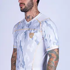 GENERICO - RASHGUARD UPPERCUT MANGA CORTA PARA MMA - BLANCODORADO