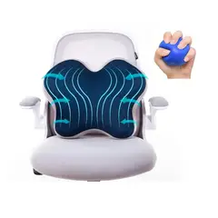 GENERICO - COJIN ESPALDA VISCO GEL LUMBAL CARBONO Y PELOTA ANTIESTRES