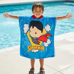 GENERICO - Poncho Toalla Infantil Azul Cómodo Ligero Estilo Aventura Para Niños