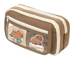 TIOZONEY - Estuche transparente de gran capacidad-Marrón