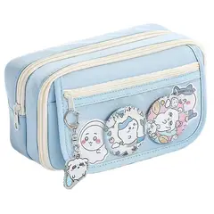 TIOZONEY - Estuche transparente de gran capacidad-Azul