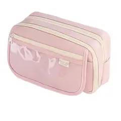 TIOZONEY - Estuche transparente de gran capacidad-Rosa