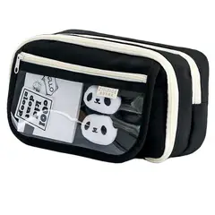 TIOZONEY - Estuche transparente de gran capacidad-Negro