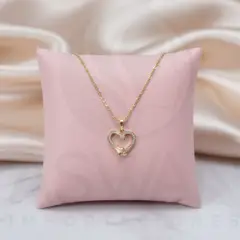 GENERICO - Collar Corazon Asimétrico con Zirconias Doble Baño en Oro - KAROLAY