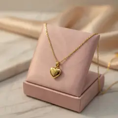 GENERICO - Collar Corazon Minimalista en Oro Brillante Doble Baño en Oro - KAROLAY