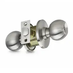 GENERICO - Chapa Cerradura de Pomo Bola para Dormitorio o baño Acero Inoxidable FORPERU